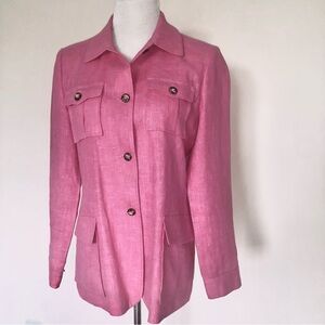 Harve Benard Pink Blazer with Collared Neckline and Textured Finish